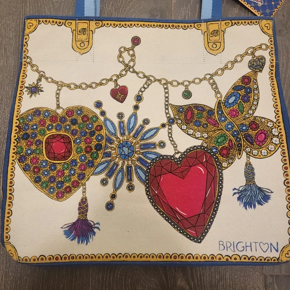 Brighton Colorful Glittering Heart Tote Bag New with Tags - Picture 2 of 16